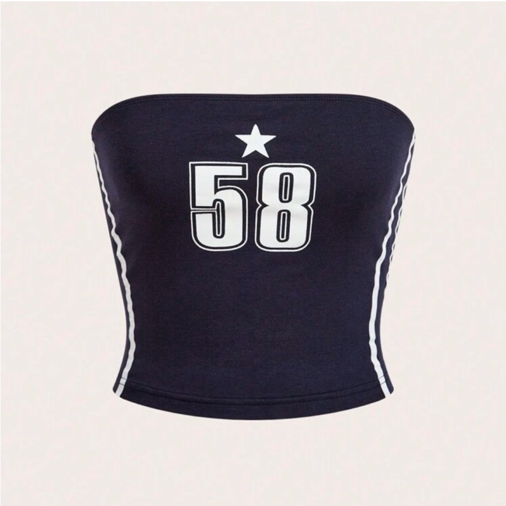 Black Strapless Top with Number 58